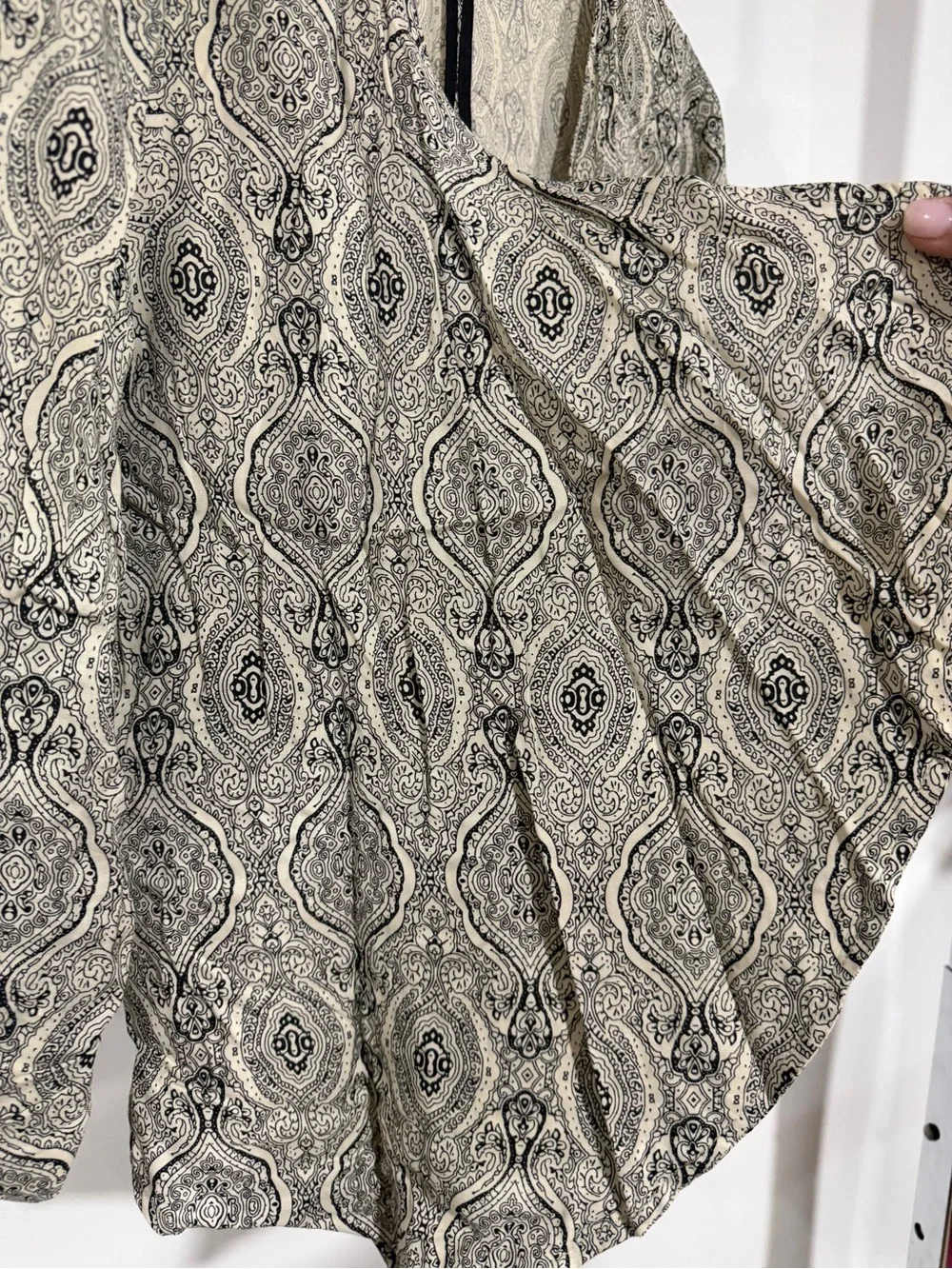 Maurices Open-Front Paisley Cardigan - Cream/Black